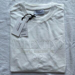Valentino Men's New Casual White Color T-shirt Size:Large